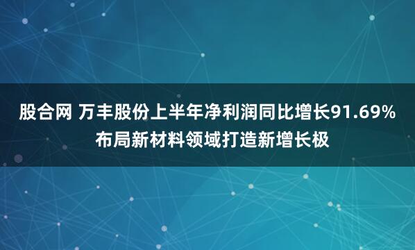 股合网 万丰股份上半年净利润同比增长91.69%  布局新材料领域打造新增长极