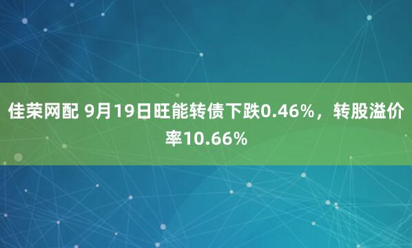 佳荣网配 9月19日旺能转债下跌0.46%，转股溢价率10.66%